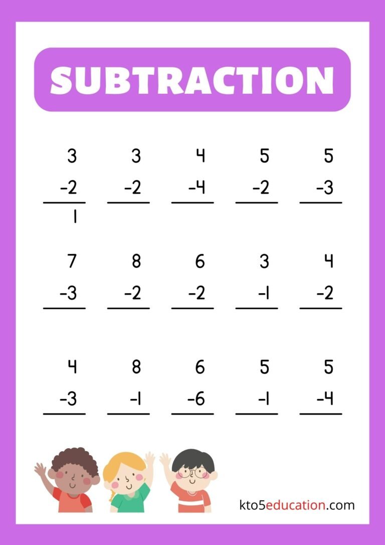 Free Subtraction Worksheet Kindergarten