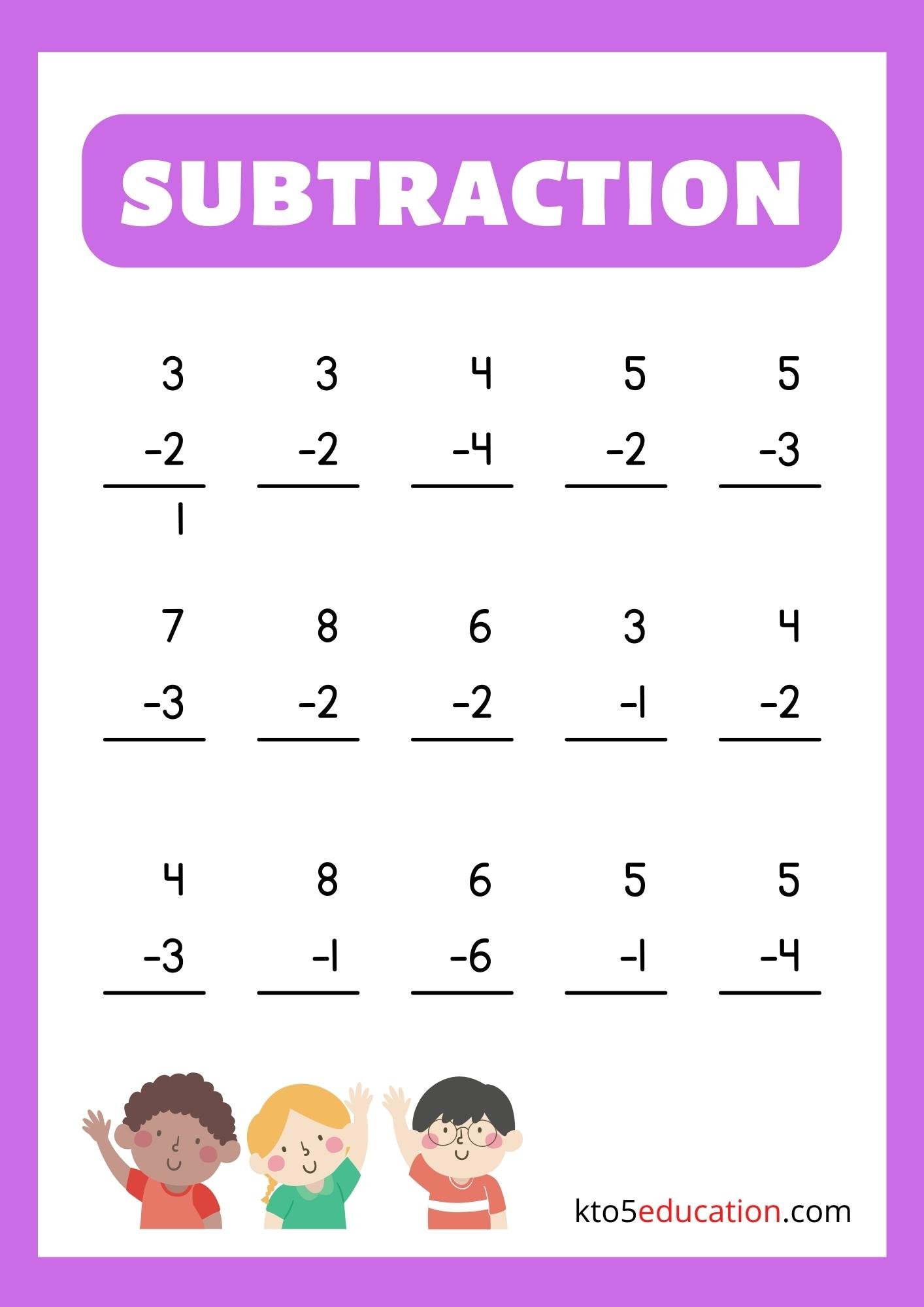 Subtraction Worksheet Kindergarten