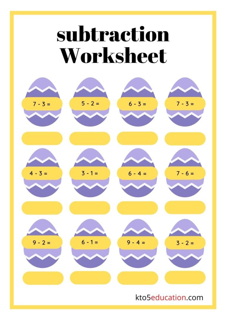 Worksheet On Subtraction