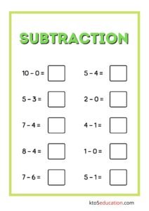 Worksheet Subtraction