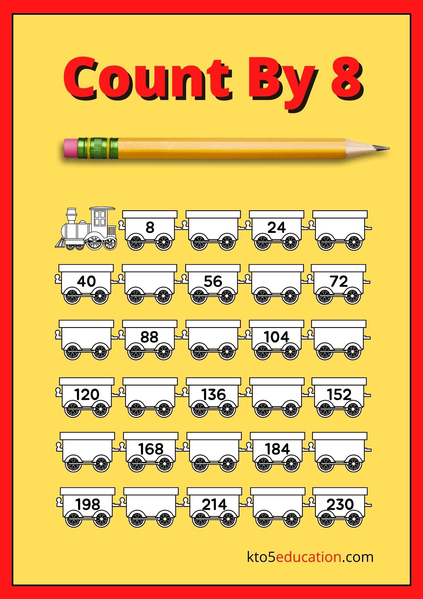 Count By 8 Worksheet For Kids