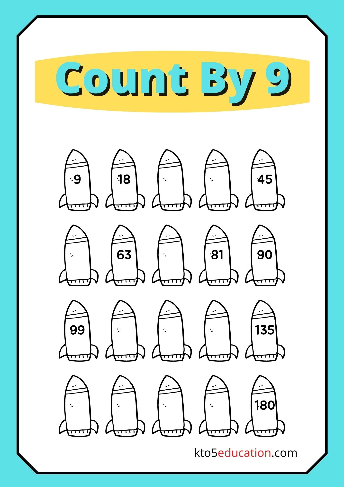 Count By Nine Worksheet For First Grade