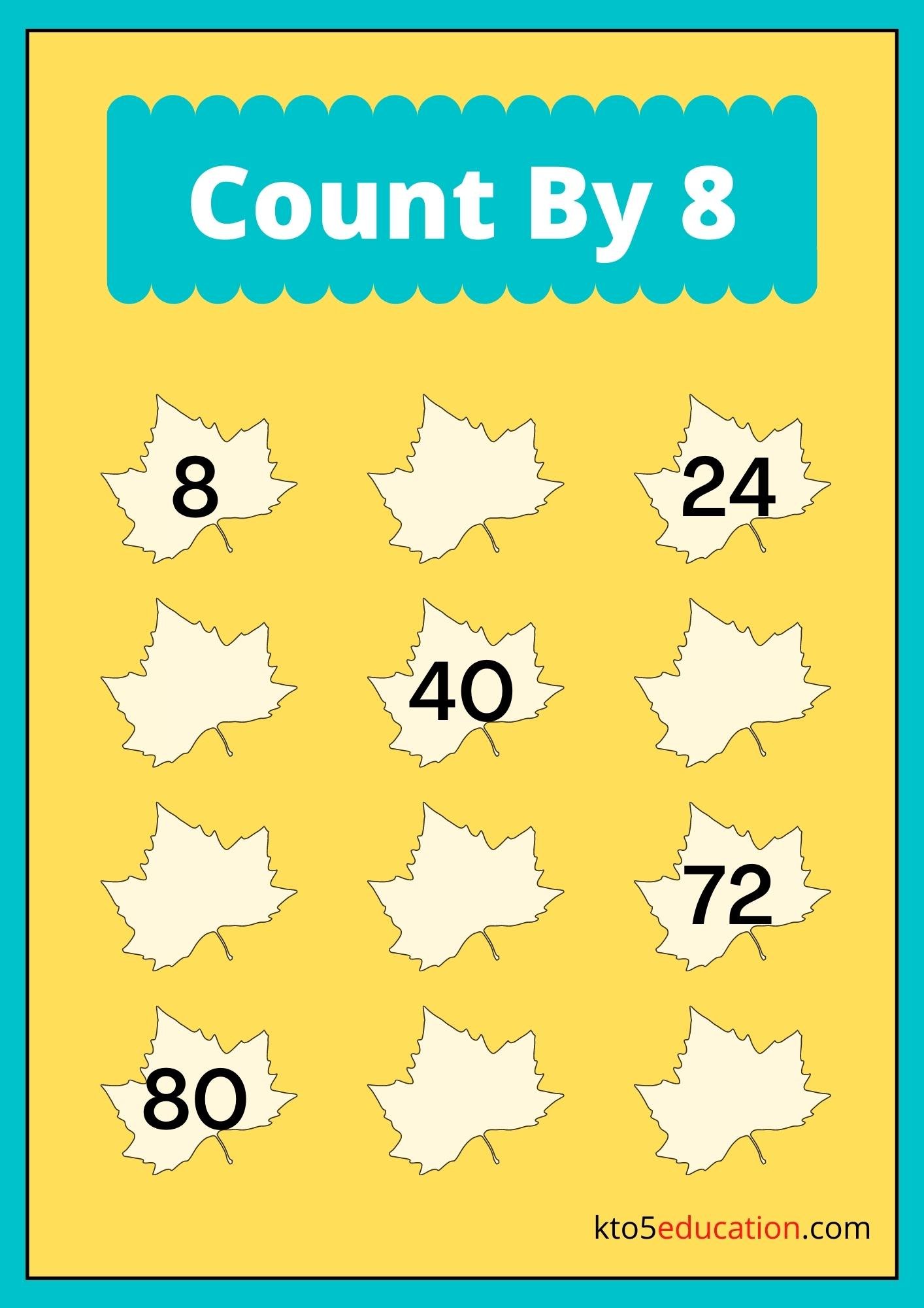 Free Count By 8 Worksheet