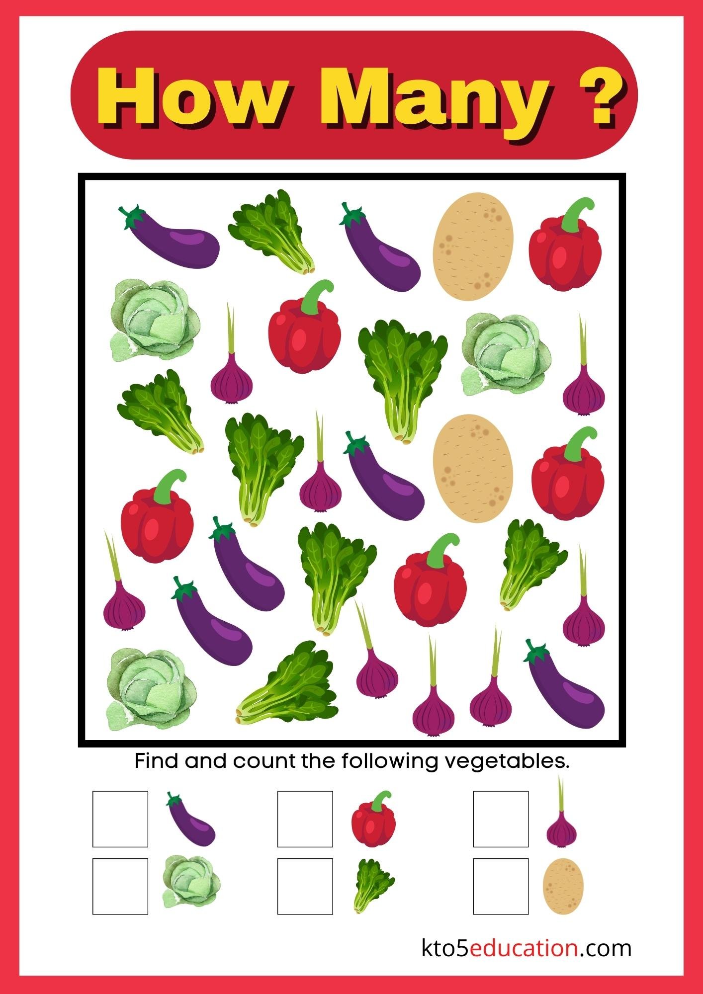 How Many Vegetable Worksheet
