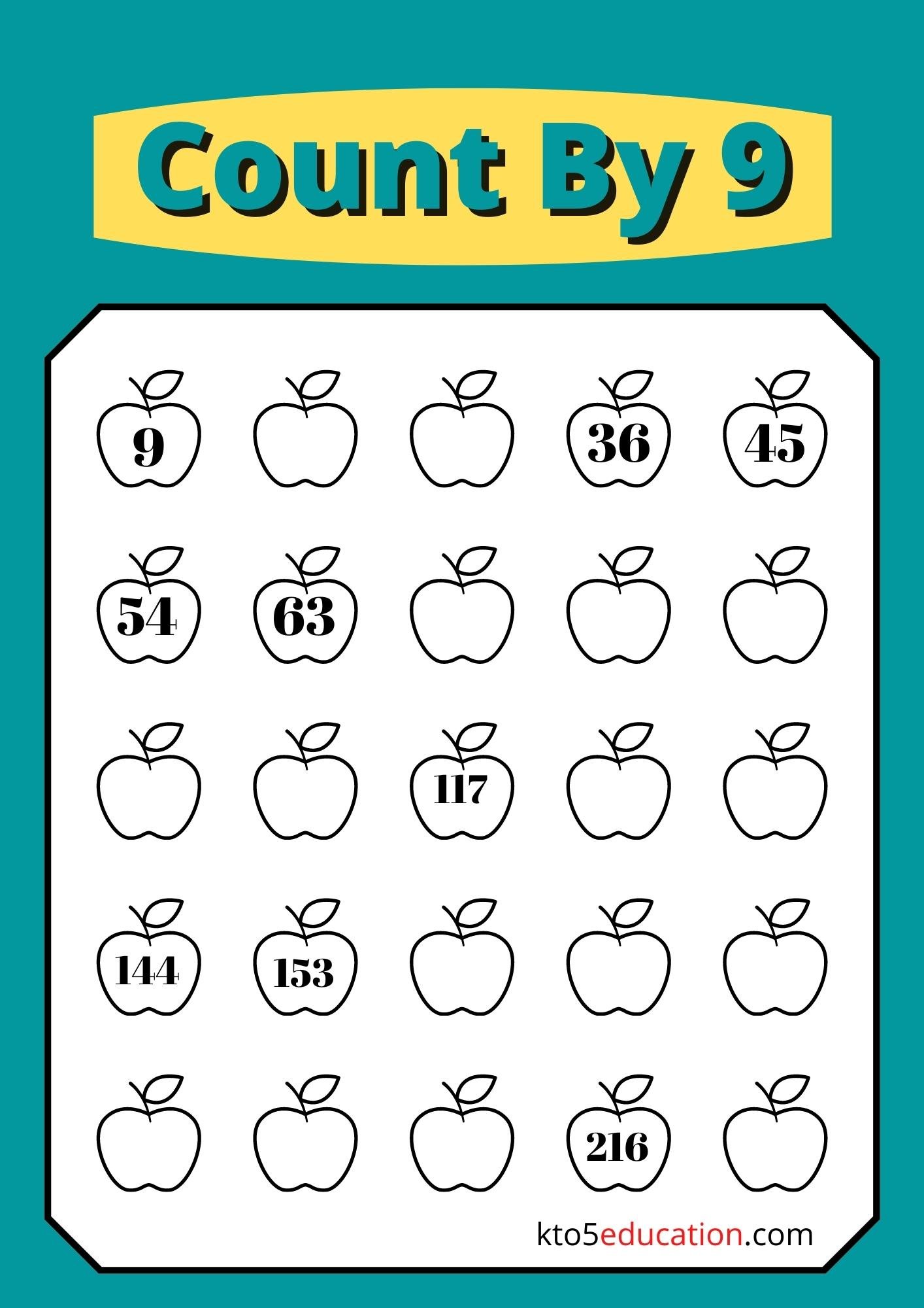 Skip Count By 9 Worksheet For 2nd Grade