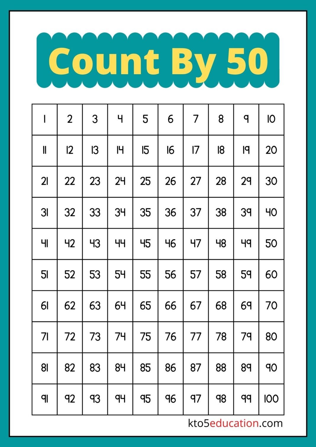 Free Skip Counting By 50 Number Worksheet