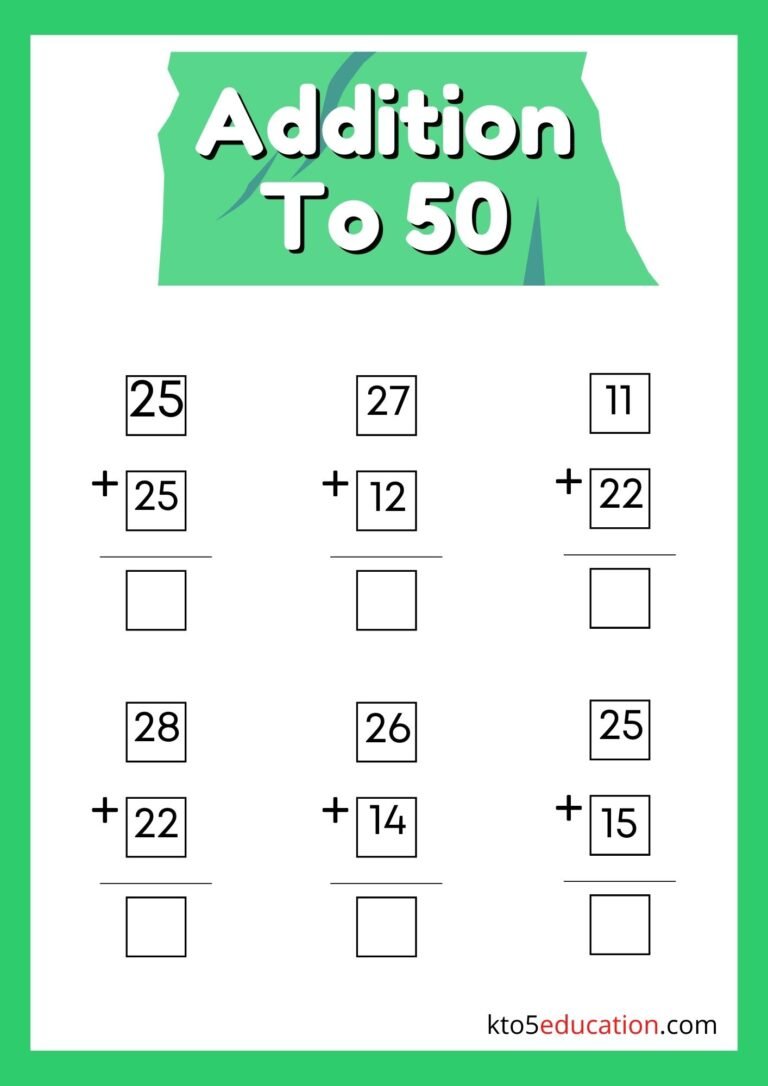 Addition Facts To 50