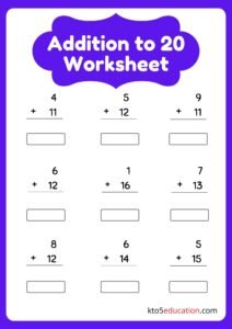 Addition To 20 Worksheets