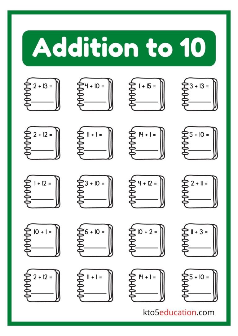 Addition Worksheets Up To 10