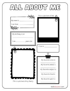 All About Me Free Worksheets