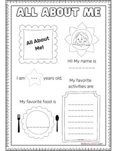 All About Me Worksheets For Kids