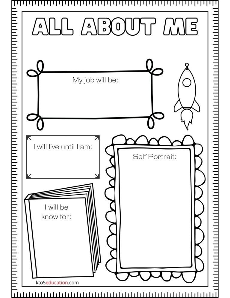 Free All About Me Worksheets Kindergarten