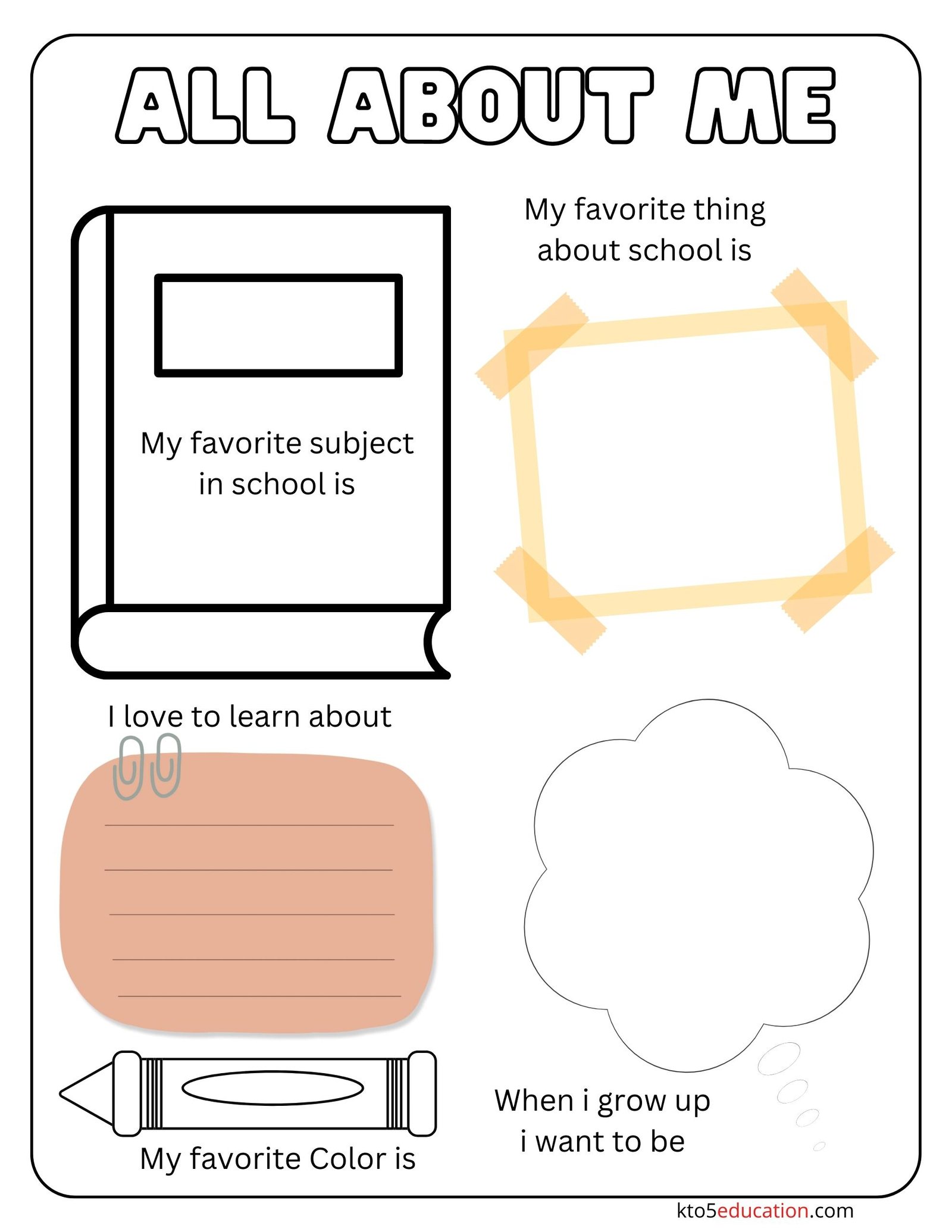 All About Me Worksheets PDF