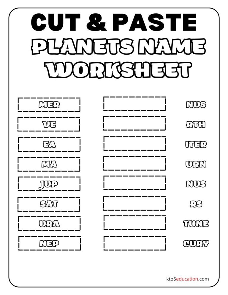 Free Complete The Planet Name Worksheet