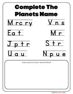 Complete The Planets Name Worksheet