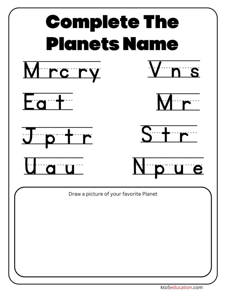 Free Complete The Planets Name Worksheet