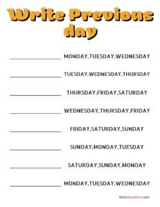 Days Of The Week Worksheet For Grade 2
