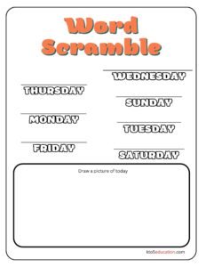 Days Of The Week Worksheet For Kids