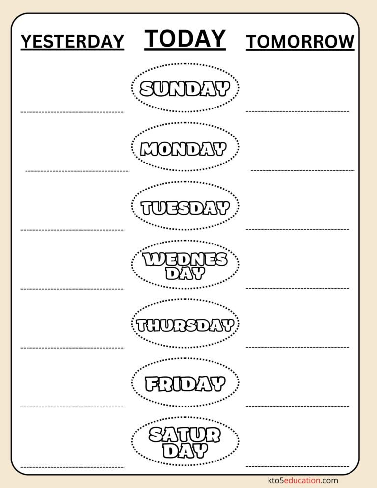 Free Days Of The Week Worksheet PDF Free