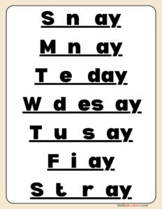 Days Of The Week Worksheet Preschool