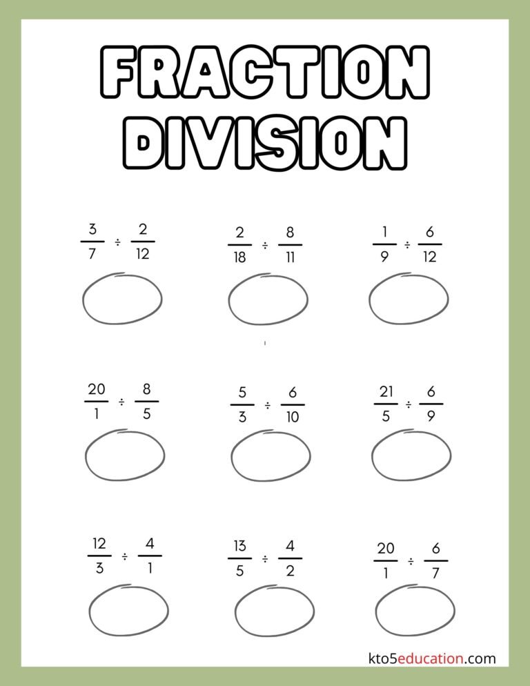 Division And Fractions Worksheets