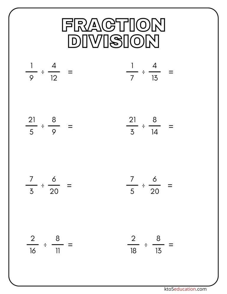 Division Of Fractions Worksheet | FREE Download