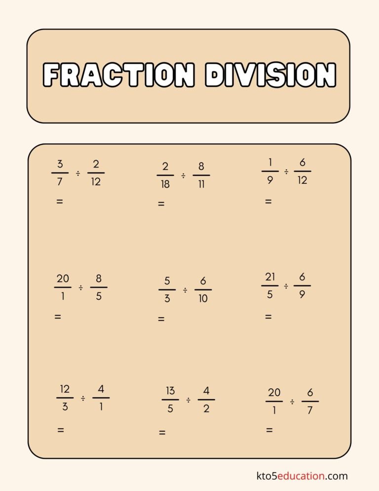 Division Of Fractions Worksheets Grade 5