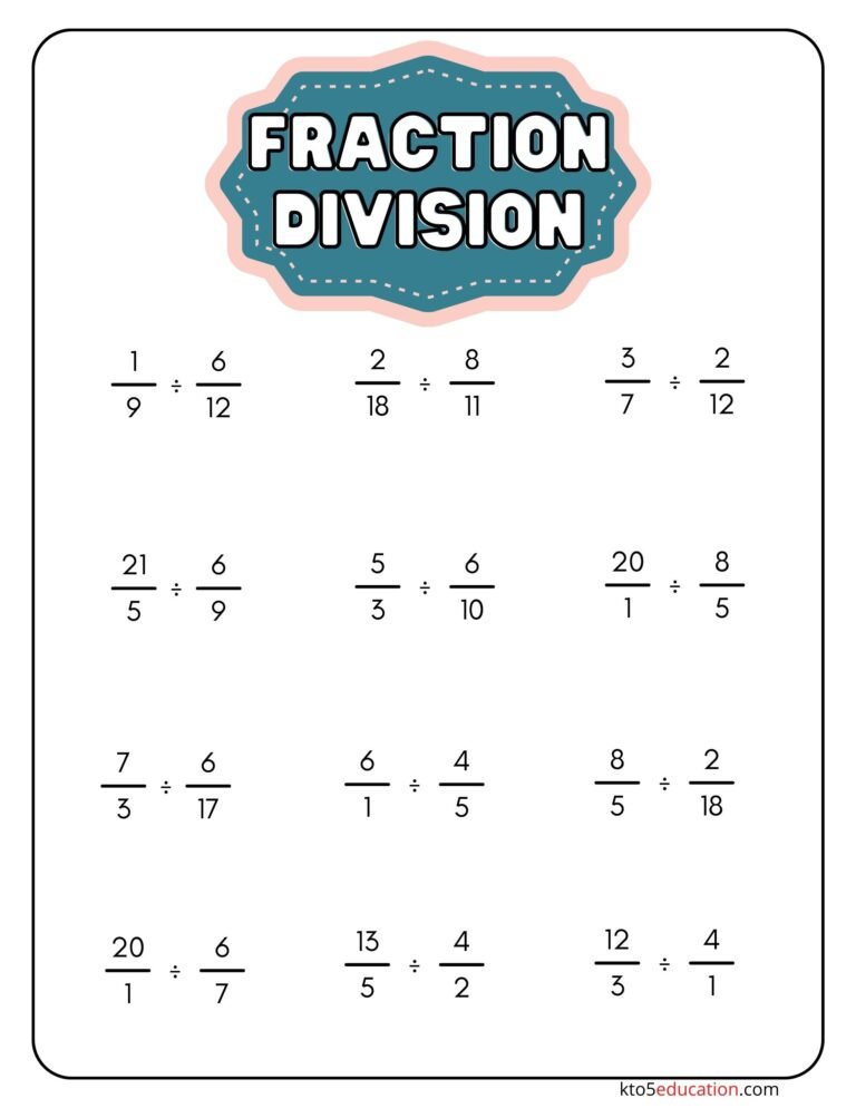 Division With Fractions Worksheet | FREE Download