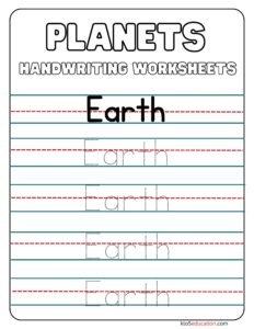 Earth Handwriting Worksheets