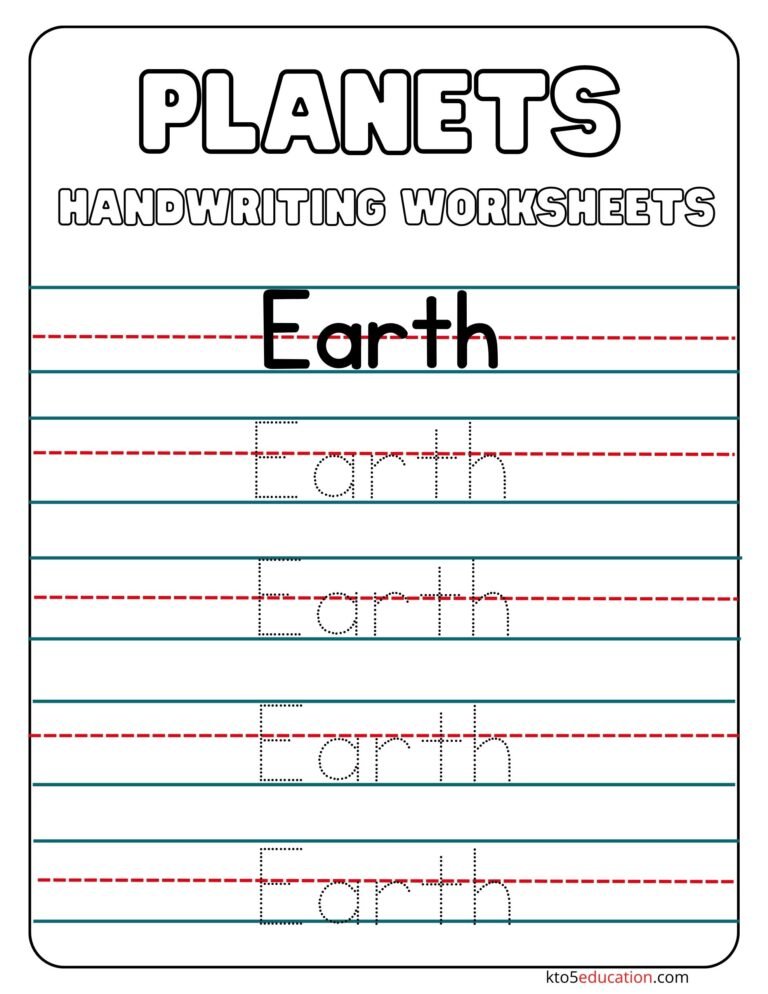 Free Earth Handwriting Worksheets