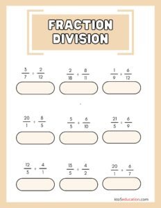 Fraction Division Worksheets 5th Grade