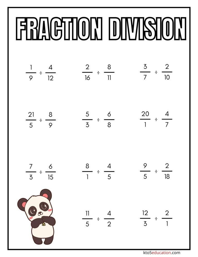 Fraction Division Worksheets