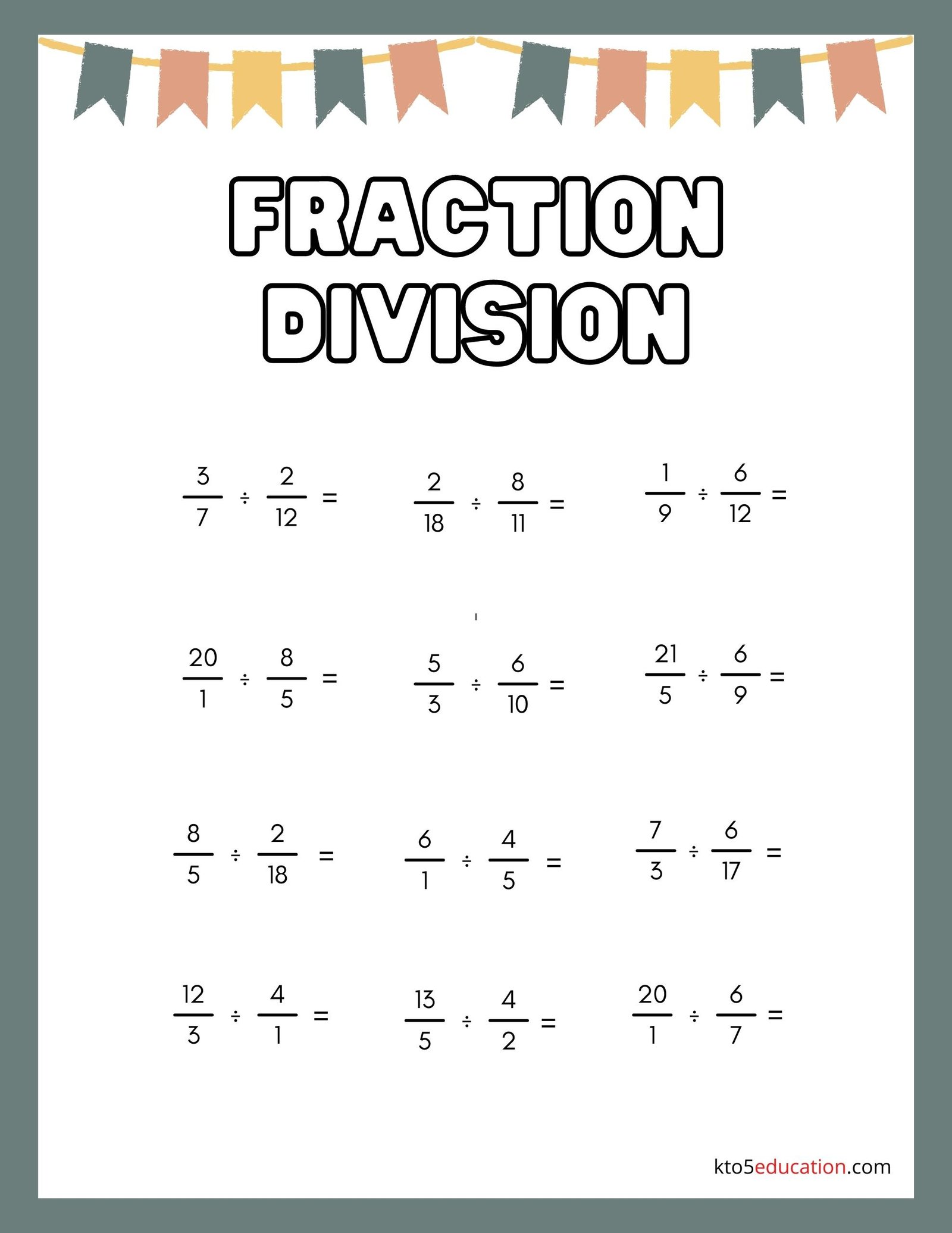 Fraction Division Worksheets Free