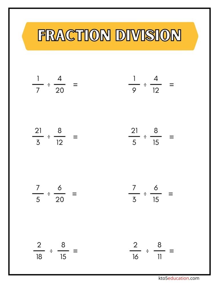 Fractions As Division Worksheet