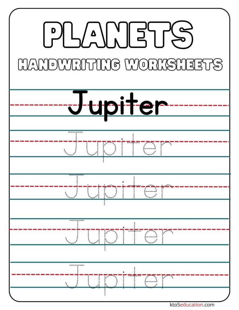 Free Jupiter Handwriting Worksheets