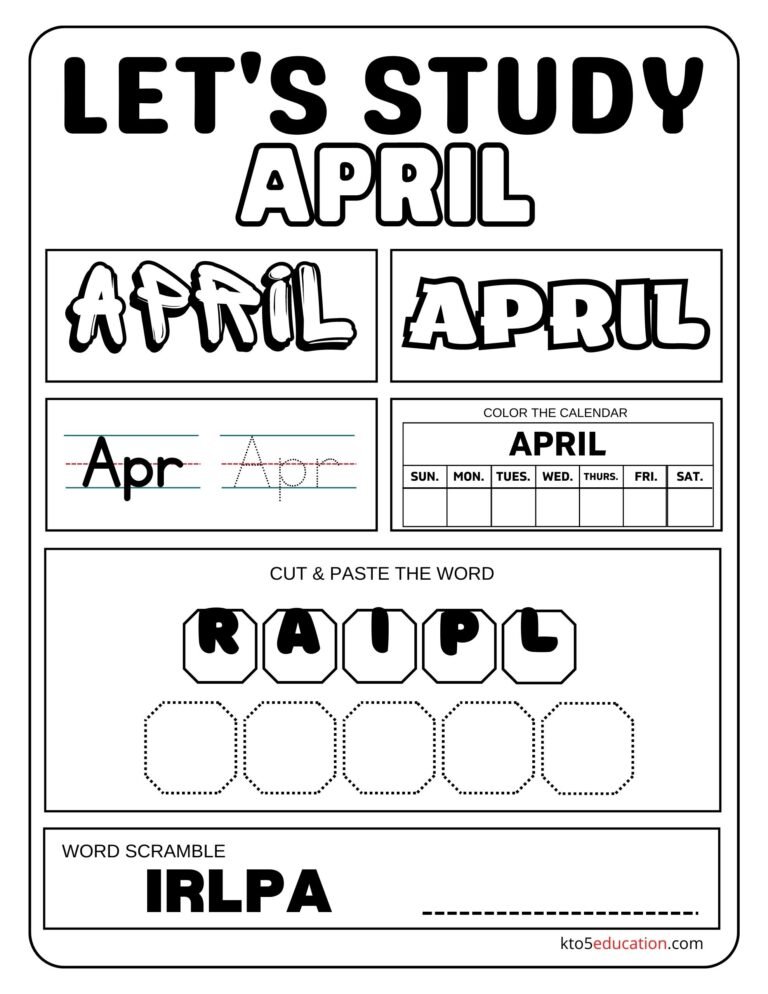 Let’s Study April Worksheet