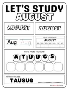 Let's Study August Worksheet