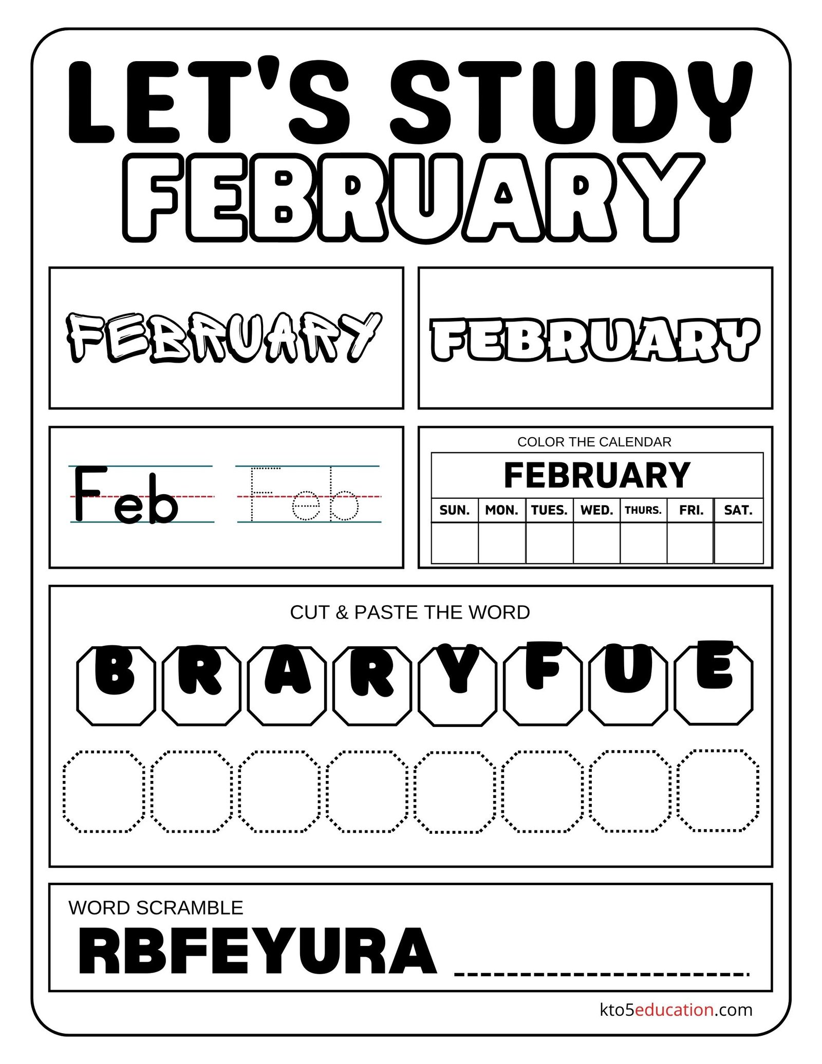 Let's Study February Worksheet