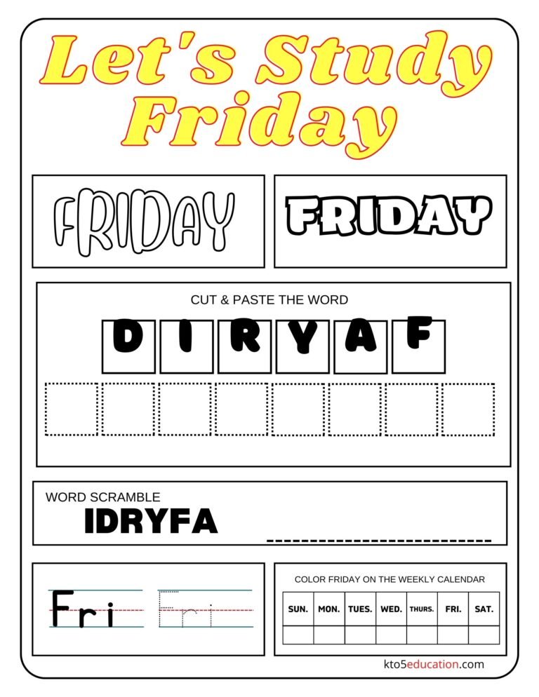 Free Let’s Study Friday Worksheet