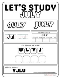 Let's Study July Worksheet