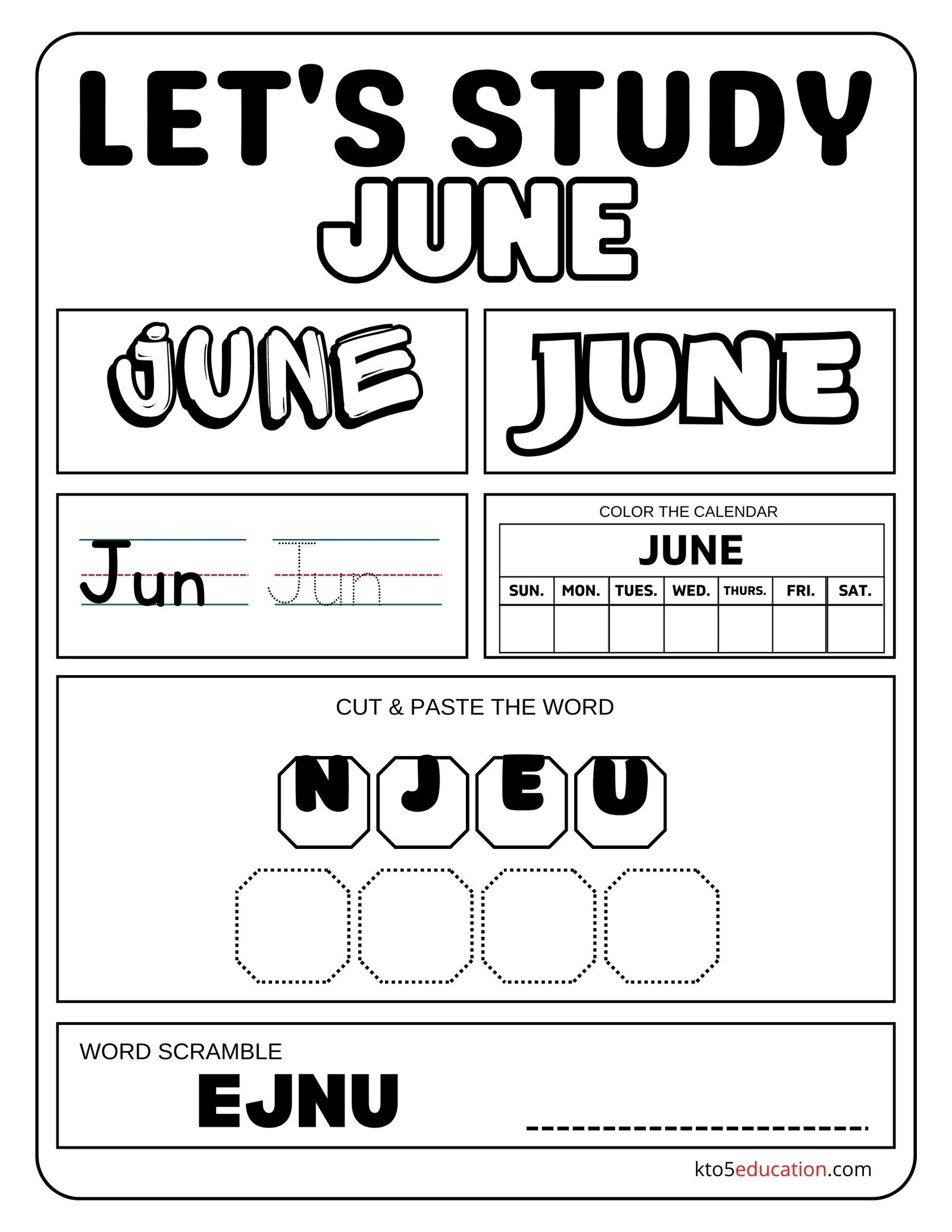 Let's Study June Worksheet