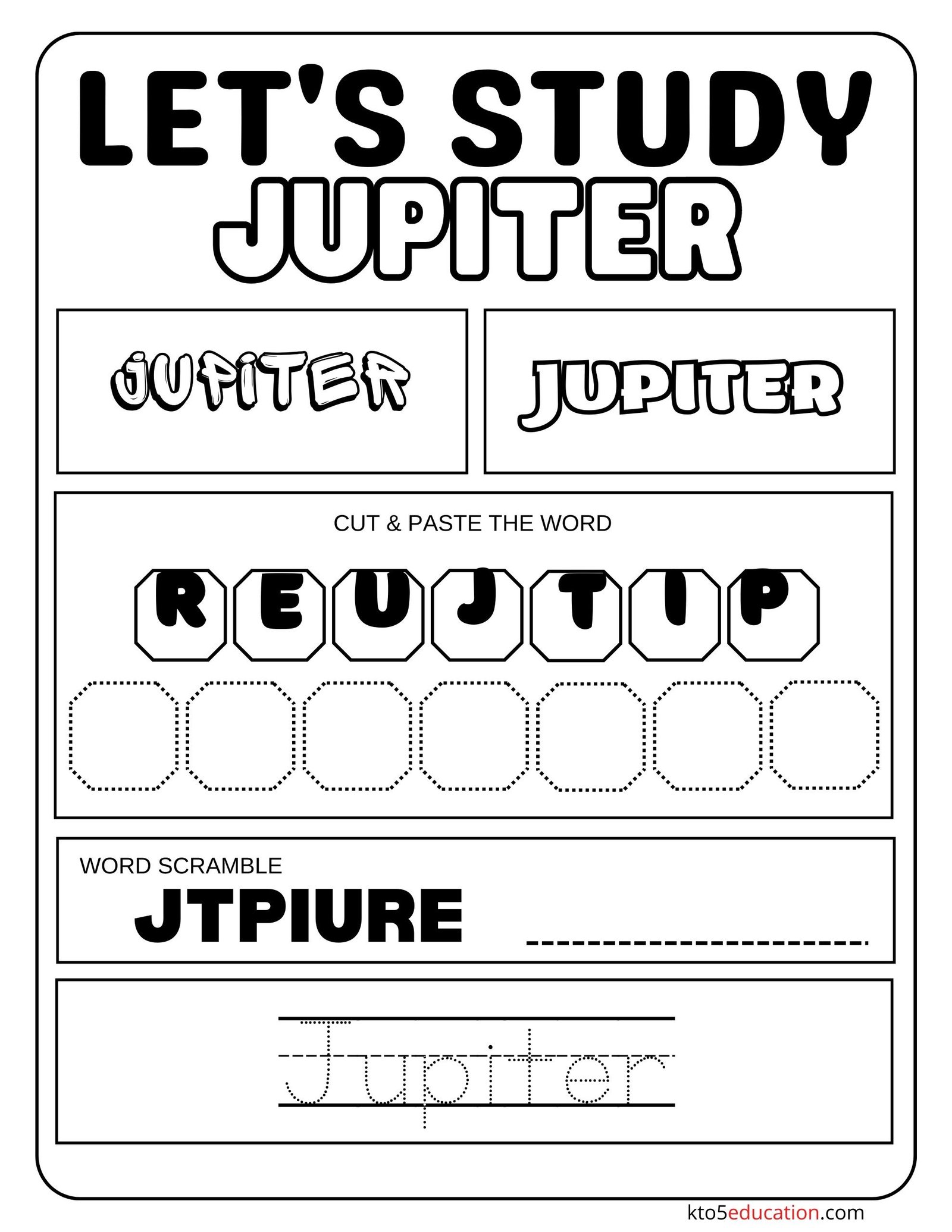 Let's Study Jupiter Worksheet