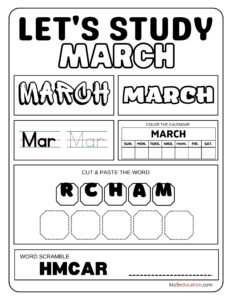 Let's Study March Worksheet