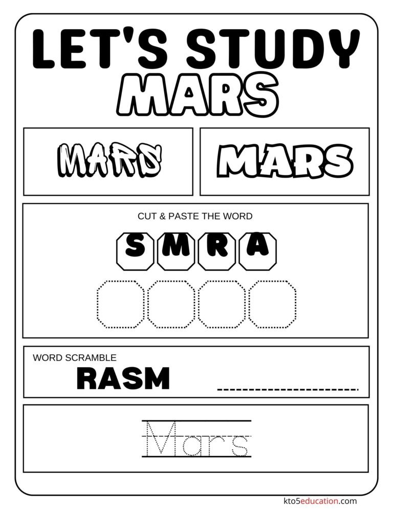 Free Let’s Study Mars Worksheet