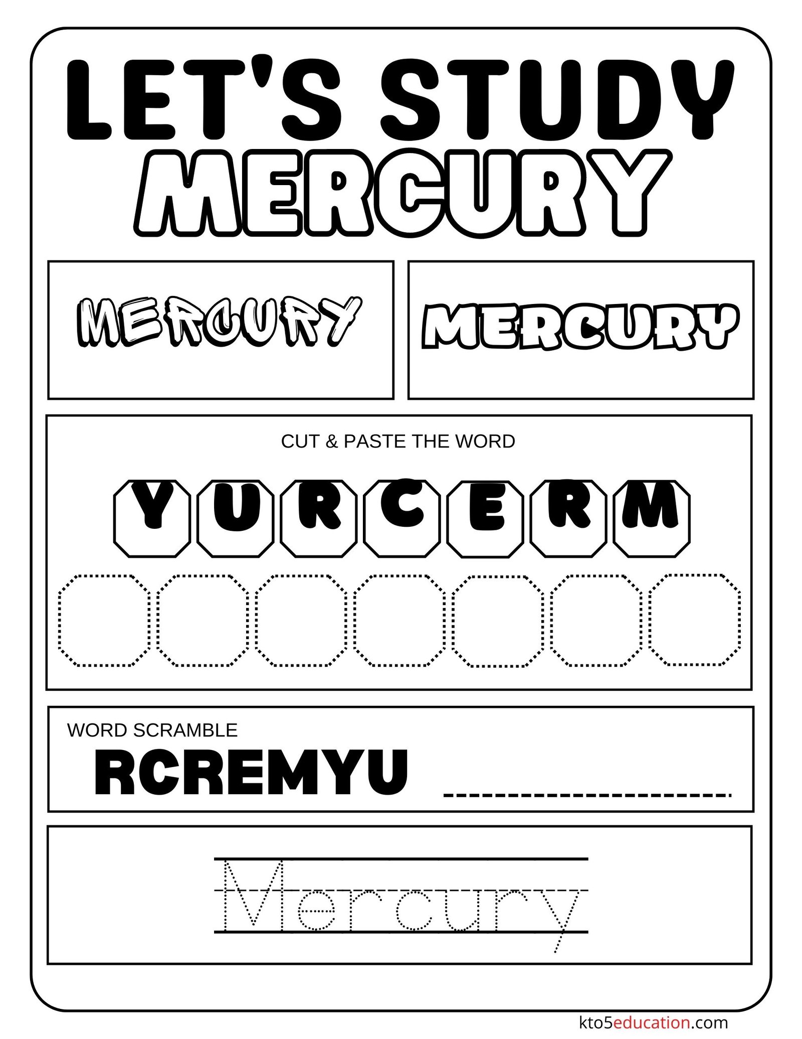 Let's Study Mercury Worksheet