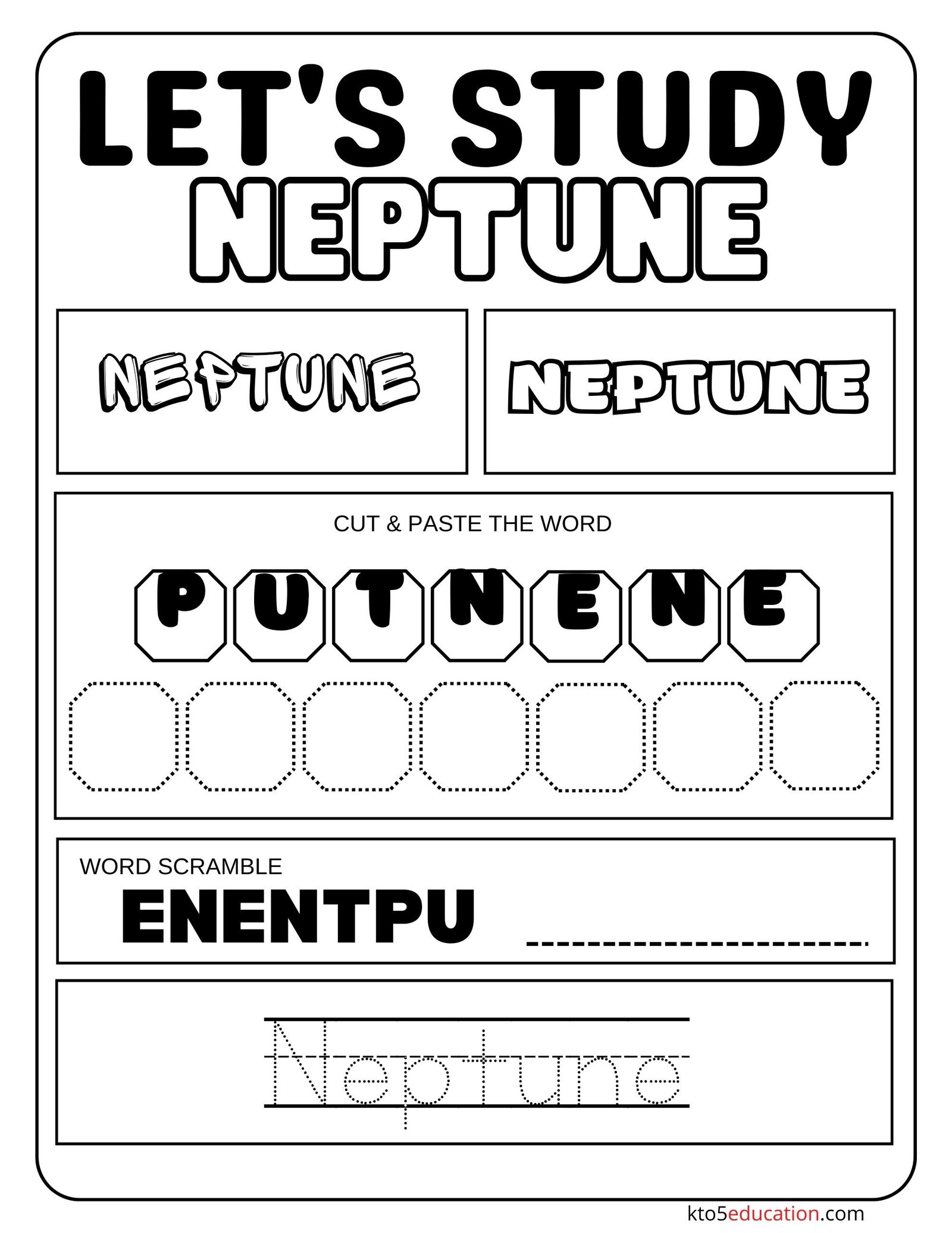 Let's Study Neptune Worksheet