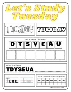 Let's Study Tuesday Worksheet
