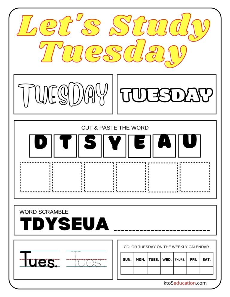 Free Let’s Study Tuesday Worksheet