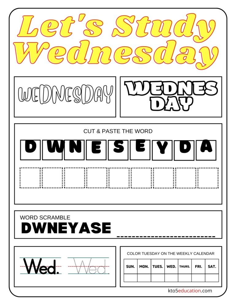 Free Let’s Study Wednesday Worksheet