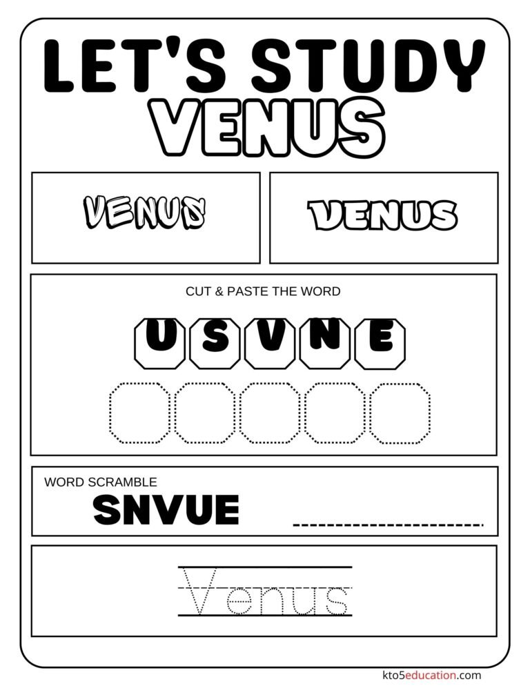 Free Let’s Study Venus Worksheet